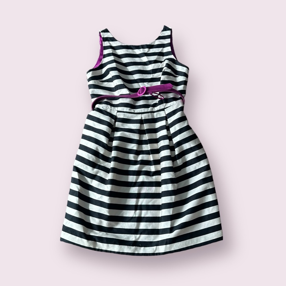 Women’s White House Black Market Stripe Tank Dress With Belt Accent Size 8